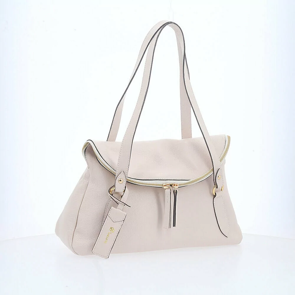 Bolsa em Couro Feminina com Zíper de Metal